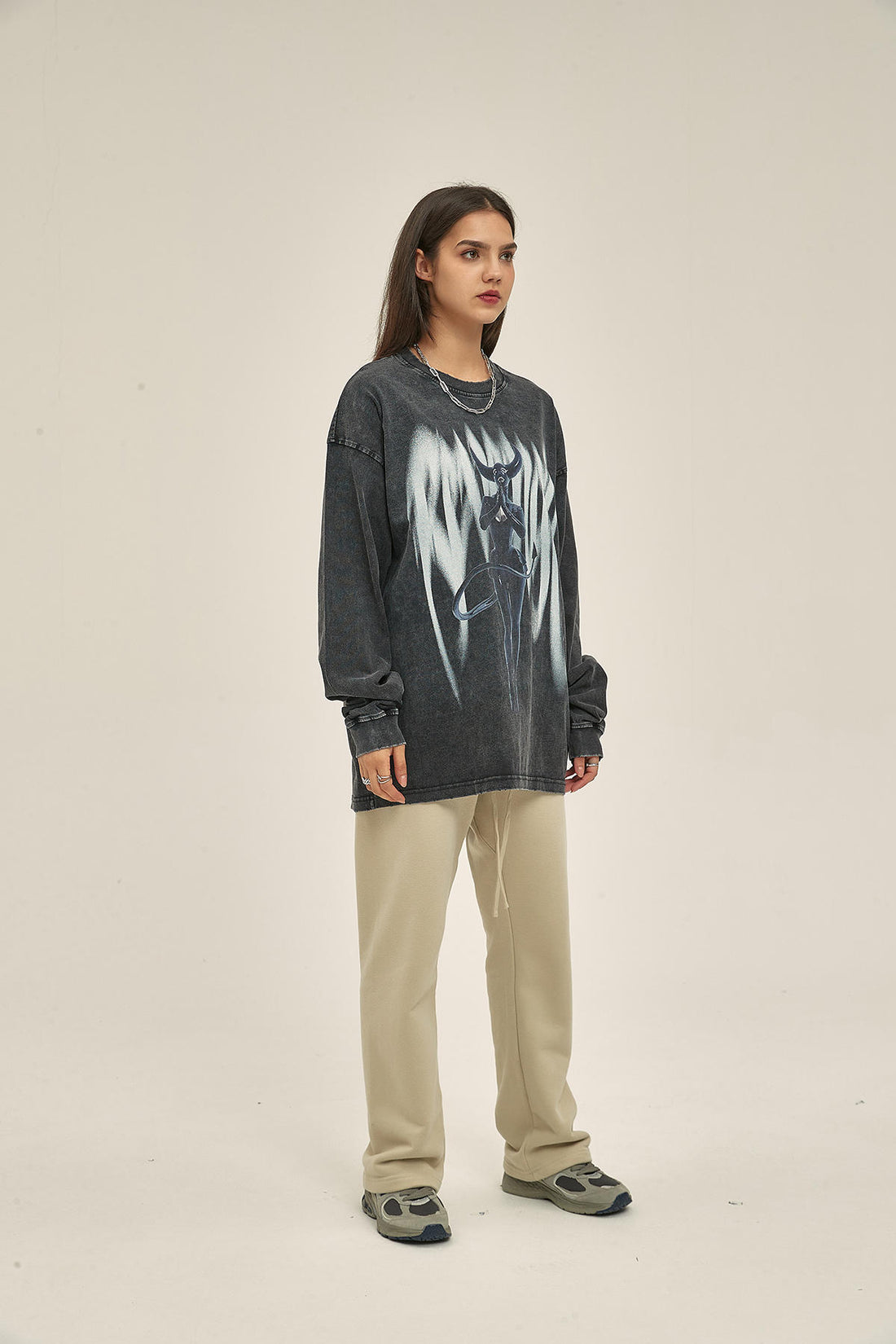 250G Portrait Print Women Long-Sleeved Sweatshirt