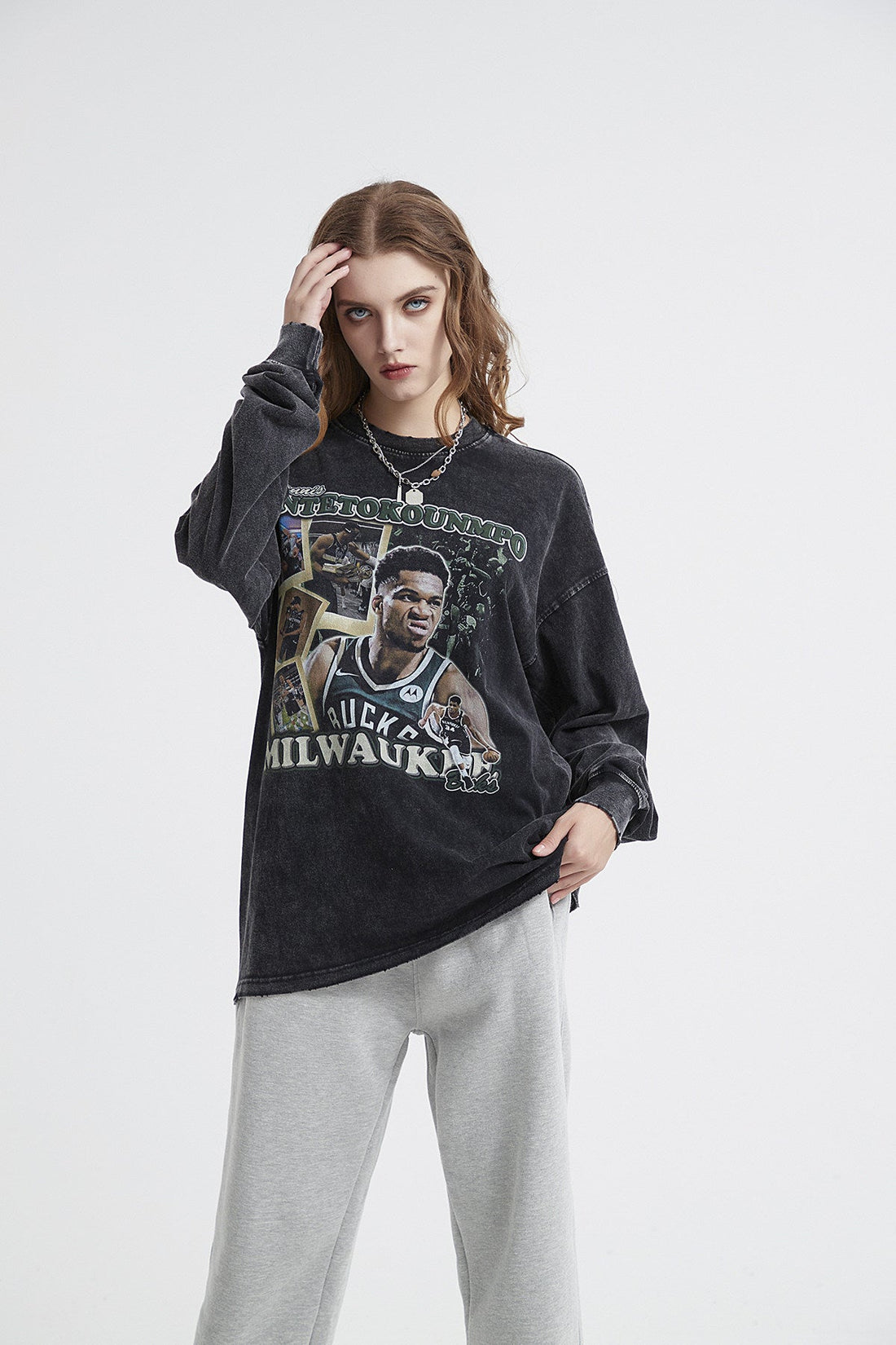 Basketball Print Women Long-Sleeve T-Shirt