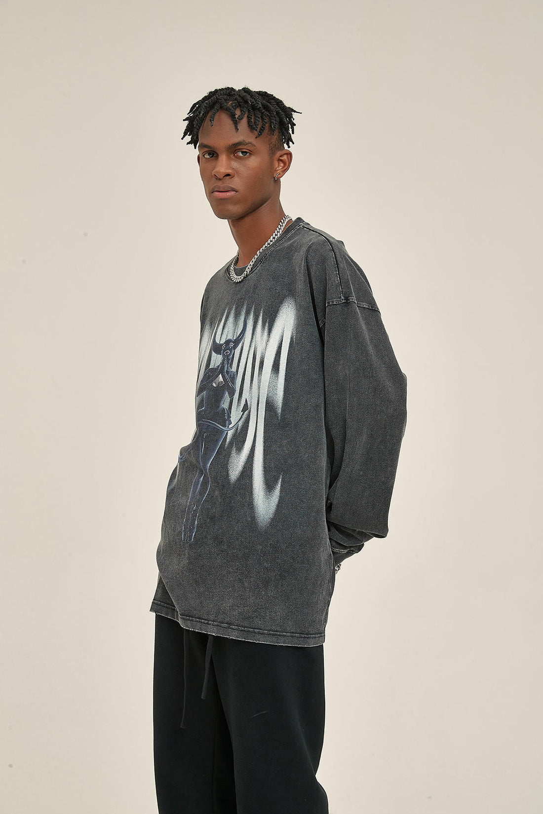 250G Portrait Print Men Long-Sleeved Sweatshirt